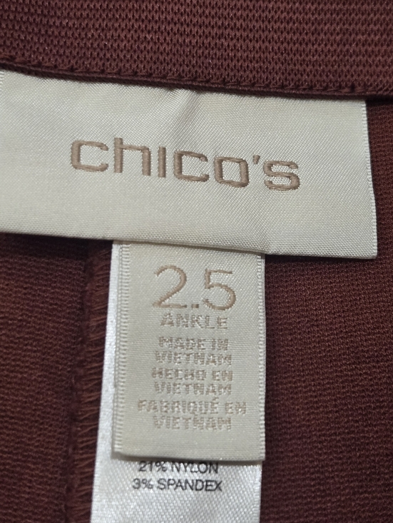 Chico's Rust Brown Stretch Ankle Office Dress Slacks, Chico's 2.5 - US 14 - Picture 2 of 8